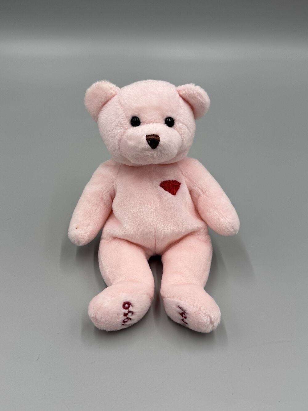 Vintage 1999 Mary Meyer Beanbag Pink Teddy Bear Small 7 Inch Heart On Chest